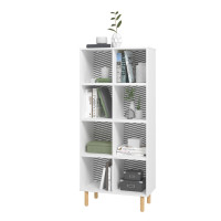Manhattan Comfort 409AMC176 Essex 60.23 Double Bookcase with 8 Shelves in White and Zebra